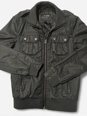 21men Black Men's Bomber Jacket with Snap Flap Pockets